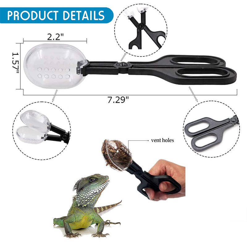 Woyrise 5Pcs Reptile Feeding Set, Long and Wide Handle Rubber Tipped Tweezers Bug Scooper Cricket Tongs Terrarium Worm Feeding Water Dish for Bearded dragon, Lizard Gecko Spider and Snakes - PawsPlanet Australia