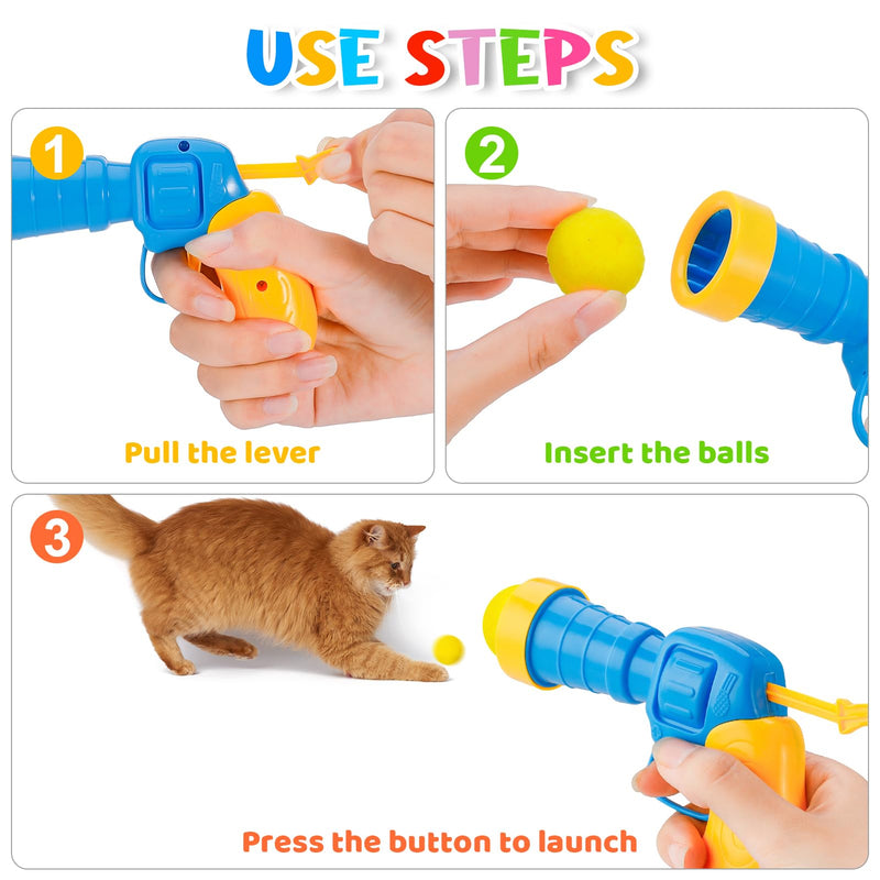 4 Pack Cat Plush Ball Launcher,Interactive Cat Toy with 12 Colorful Ping Pong Balls and Plush Balls,Boredom Relief Silent Interactive Artifact Pet Supplies Suitable for Kittens,Dogs,Pets - PawsPlanet Australia