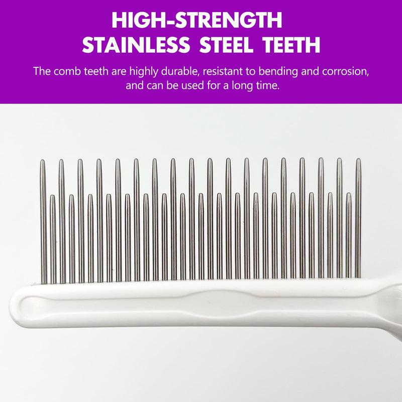 Professional Detangling Pet Comb, Dual-Length Stainless Steel Teeth for Dogs Cats for Dematting and Grooming