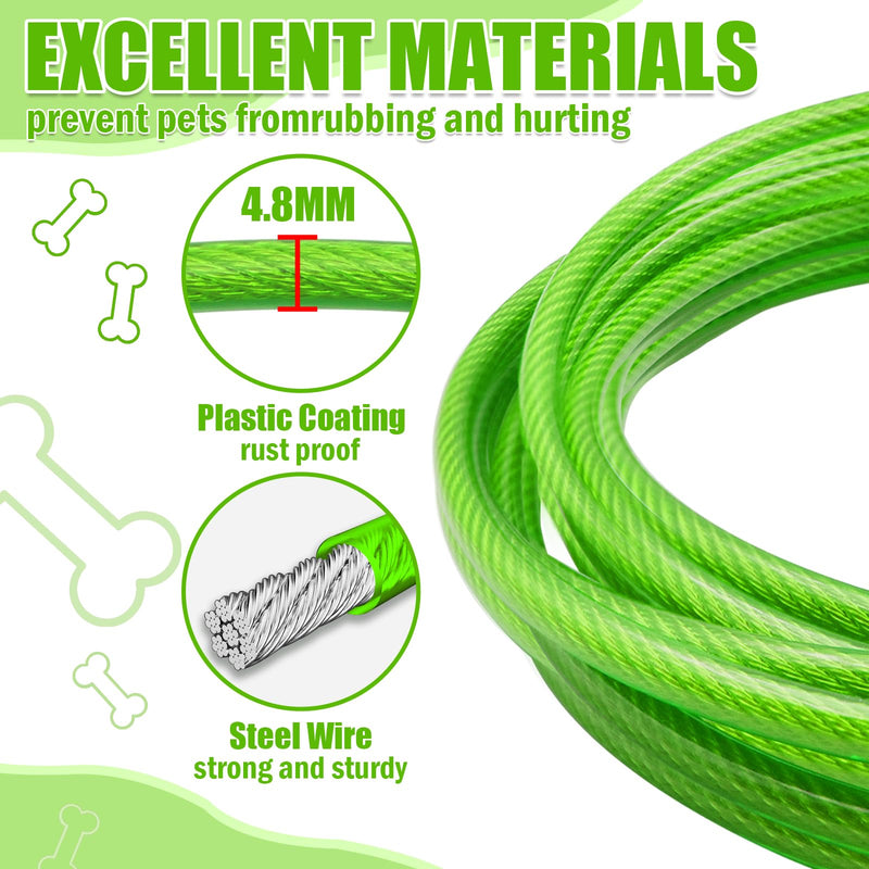 Dog Tie Out Cable - Heavy Duty Dog Chain for Yard, Blue/Purple/Green/Pink Outdoor Tether & Leash, 10/15/20/30Ft,Lead for Dogs Outside 30FT Green - PawsPlanet Australia