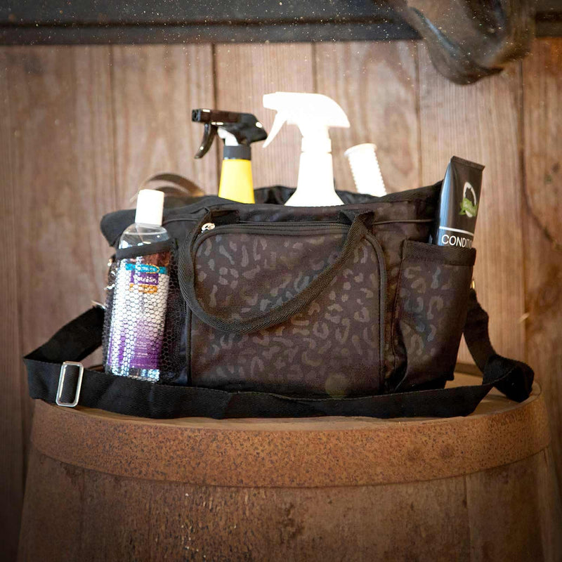 Jeffers Poplar Head Grooming Bag – Horse Grooming Organizer Tote with Pockets for Brushes, Tools, Clippers, Shampoo, Detangler – Stable Barn Kit Carrier for Horses, Pets, Livestock, Covert Cheetah - PawsPlanet Australia