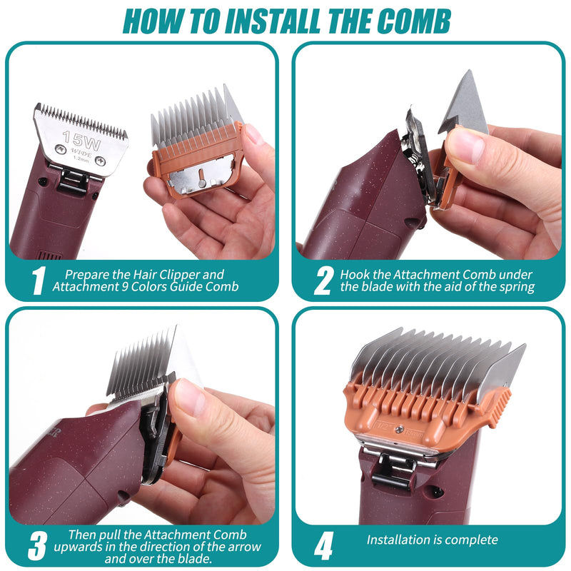 Dog Animal Stainless Steel Wide Clipper Attachment Guard Comb Set for A5 Series | Snap-On/Off Design Combs,Only Fir for 10W/15W/30W Wide Blade (Medium 5-Piece) Medium 5-Piece - PawsPlanet Australia