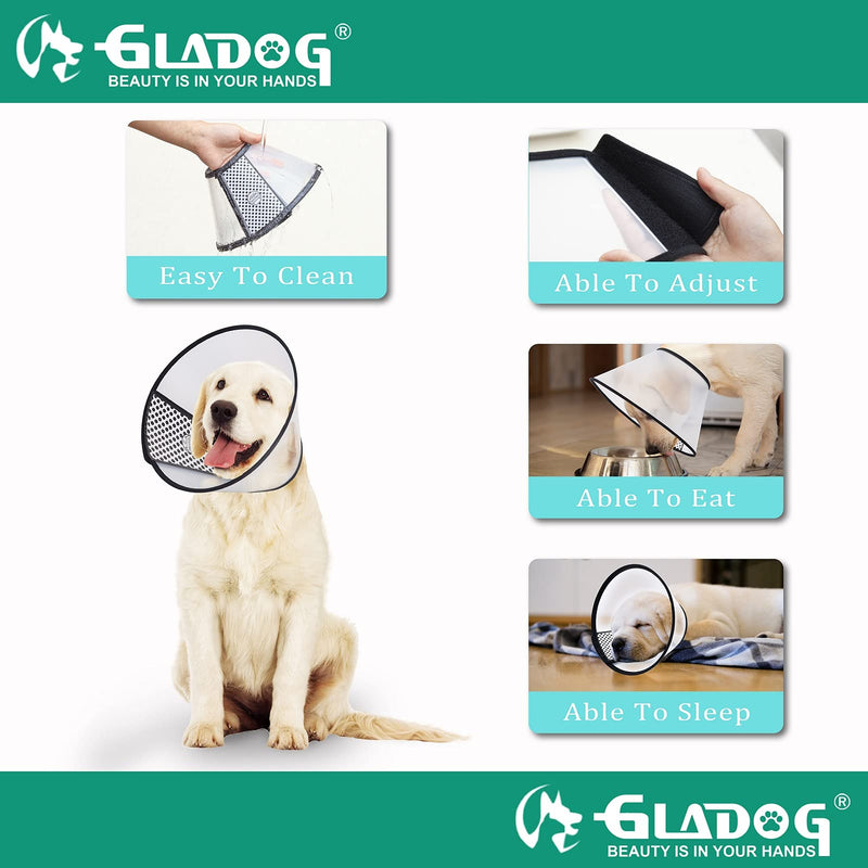 GLADOG Soft Dog Cone Collar, 3 PCS (XL is Only 1 PCS) Flexible Plastic Cone for Dogs After Surgery, Dog Recovery Collar, Adjustable E-Collar for Large/Medium/Small Dogs Cat, Comfy Elizabethan Collar XL（X-Large Dog） - PawsPlanet Australia