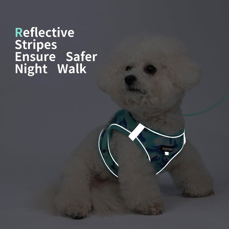 Step in Dog Harness with Leash Set, Adjustable Soft Padded and Breathable Mesh for Small Sized Dog, Reflective No Pull No Choke Cat Vest Harness, Easy Control Pet Vest, Teal S - PawsPlanet Australia