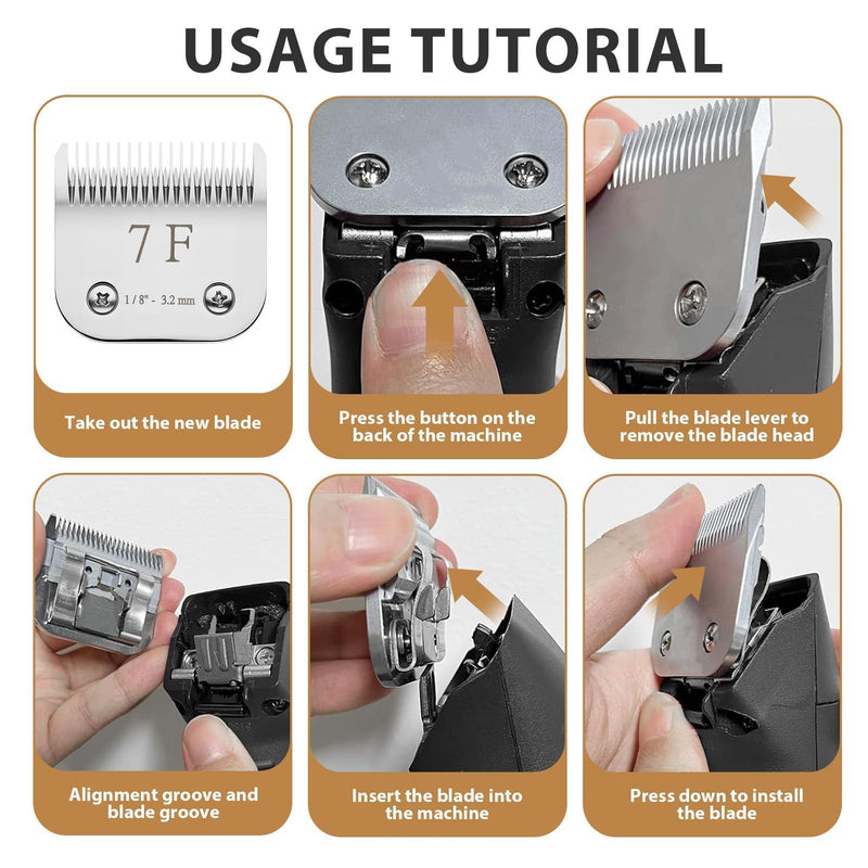 Dog Clipping Blade A5 Clipper Blades 7F 3.2mm Compatible with Andis UltraEdge AGC AGRC SMC Oster A5 Wahl KM Clippers Steel Dog Grooming Detachable Blade for Pet Hair Trimmer