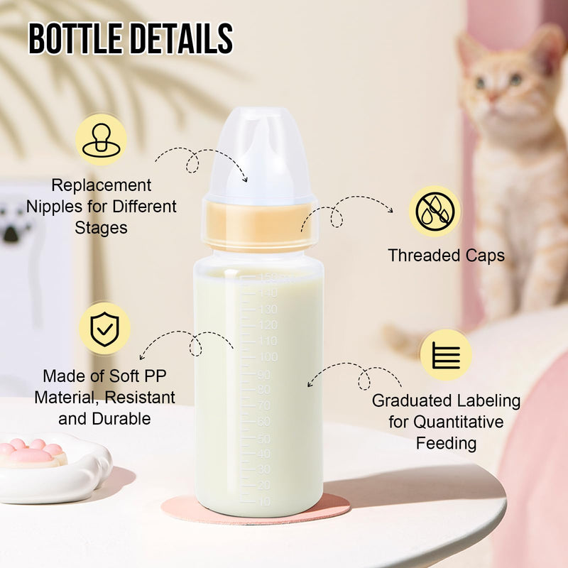 Puppy Kitten Nursing Bottle 5oz - Small Animal Feeding Kit with Nipples | Hand Feeding Supplies for Puppies, Kittens, Rabbits, Ferrets & Newborn Pets 1 Count (Pack of 4) YELLOW - PawsPlanet Australia