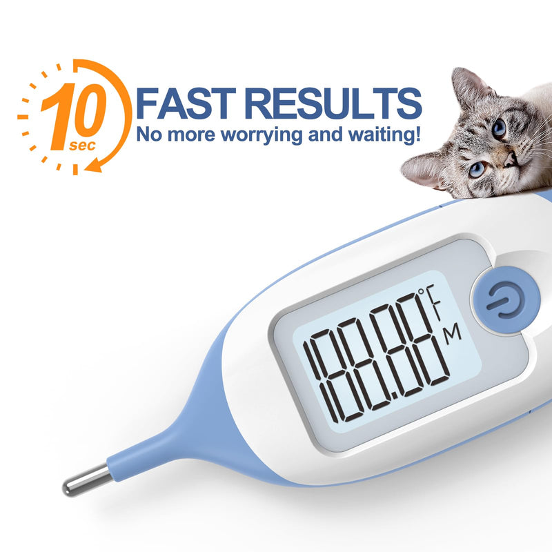 Pet Thermometer, Friendly Short Probe,Comfort Flexible,10-Sec Reading, Rectal Thermometer for Dogs Cats,30 Probe Covers Include - PawsPlanet Australia