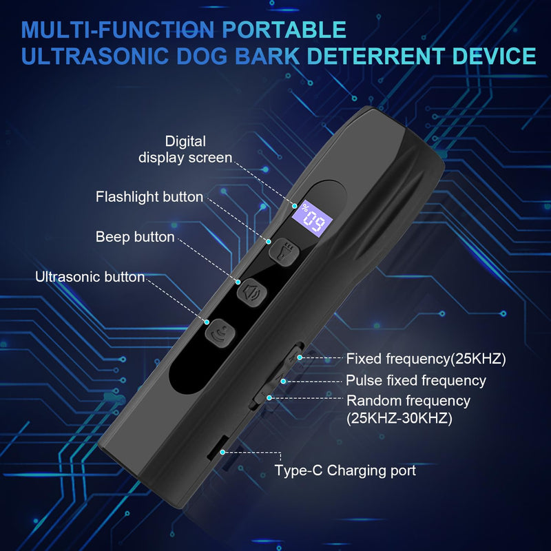 Dog Bark Deterrent Devices, Anti Barking Device for Dogs Training & Behavior Aids, Rechargeable Ultrasonic Dog Bark Control Devices with Digital Display, Portable Dog Training Tools for Indoor Outdoor - PawsPlanet Australia