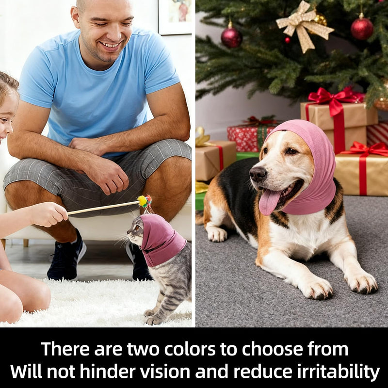 2-Pack Dog Ear Covers - Waterproof & Noise Reducing Protectors for Bath, Grooming & Anxiety Relief - Soft & Comfortable for Pets (Pink & Black)