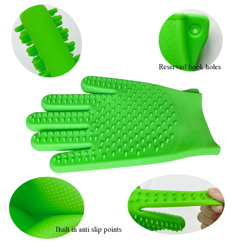 Pet Grooming Bathing Gloves Dog Bath Glove Brush Cat Loose Hair Removal Mitten with Double-Sided Silicone Tips Gentle Massaging and Deshedding Tool for Long and Short Haired Pets - 2 Pack - PawsPlanet Australia