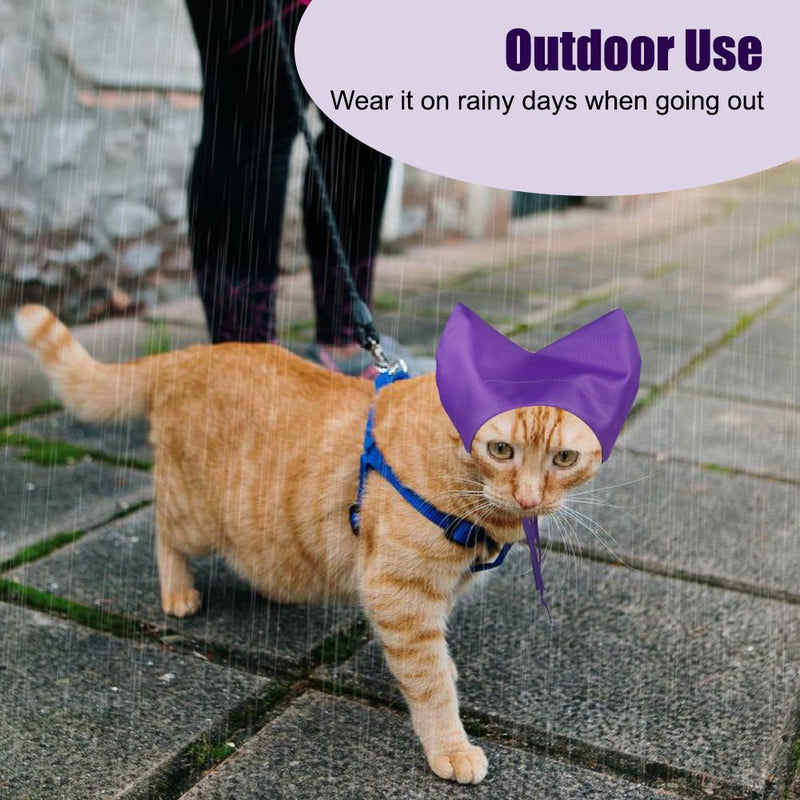 Waterproof Bath Cap for Cats and Small Dogs - Shower Cap with Ear Protection for Bathing, Care and Rain purple