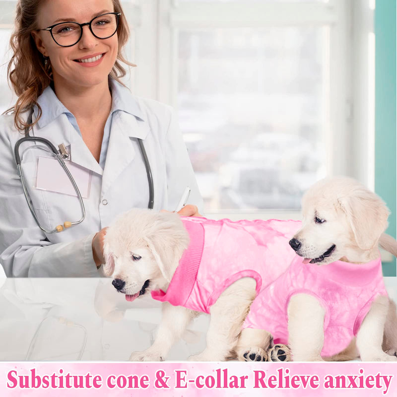 Dog Surgery Recovery Suit, Tie Dye Pet Surgical Suit for Female Dogs, Cone E-Collar Alternatives Abdominal Wounds Protector, Neuter Dog Anti-Licking Onesie for Small Medium Large Dogs, Small Pink - PawsPlanet Australia