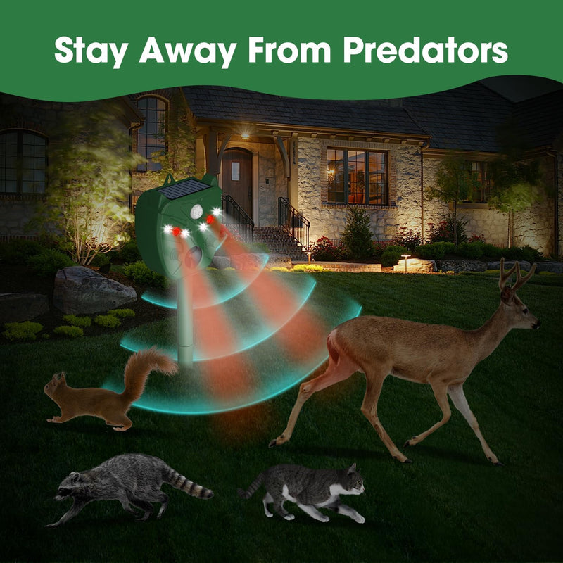 Solar Ultrasonic Animal Repellent Outdoor - NAVISOVL - Cat, Squirrel, Deer Repeller, Motion Sensor&Flashing Light, Repel Dogs,Boar,Deer,Fox,Raccoon,Skunk,Rabbit,Bird Deterrent for Yard&Farmland 1 - PawsPlanet Australia