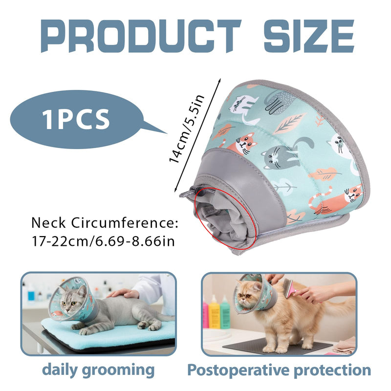 Cat neck brace, adjustable protective collar for cats, soft and comfortable, anti-bite collar, for puppies and small dogs (Green, M)