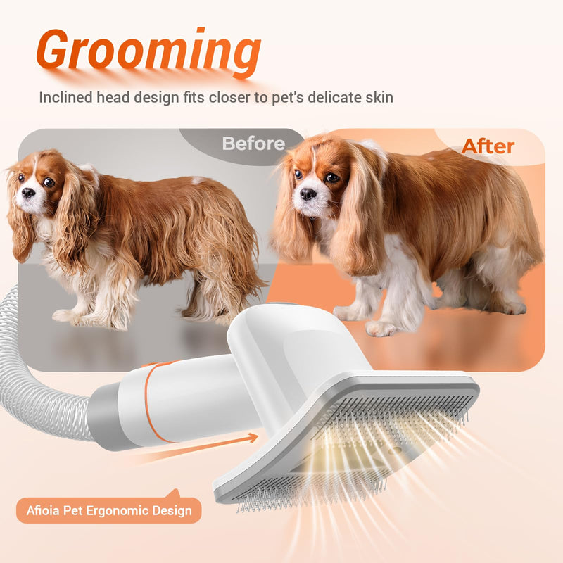 Afloia Dog Brush Vacuum Attachment - Pet Grooming Tool for Dogs & Cats (Vacuum Not Included), Compatible with 1-1.5" Round Port Vacuums (Dyson,Bissell,Eureka,Dirt Devil), with Extension Hose M 3.0 - PawsPlanet Australia