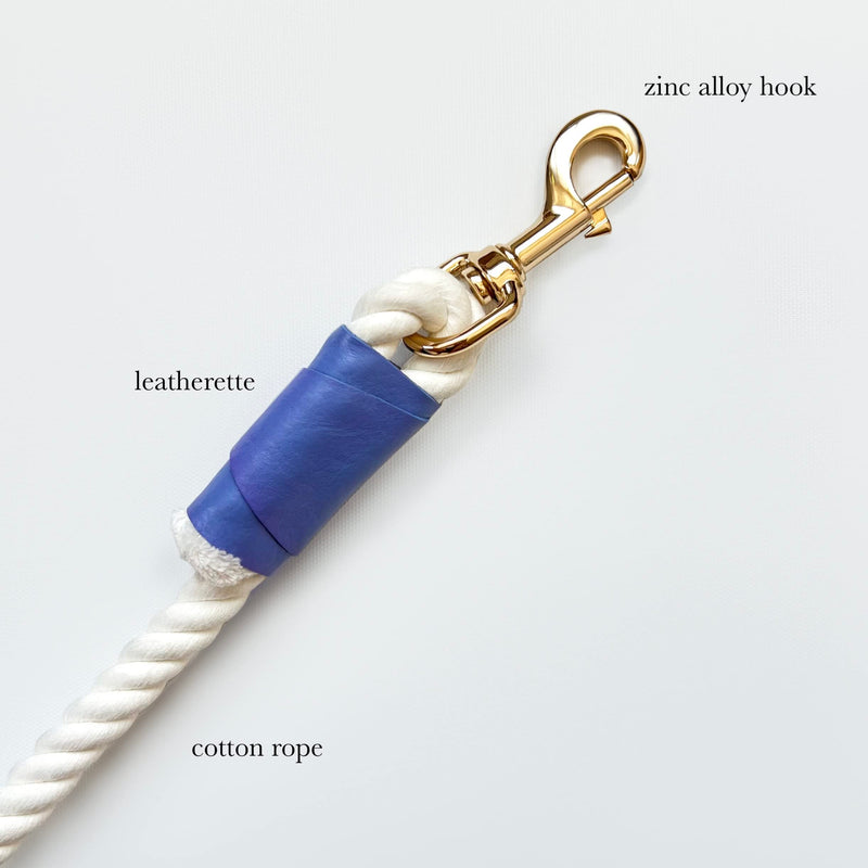 Hands Free Eco Friendly Handmade Multifunctional Cotton Rope Dog Leash 8.2 FT with Adjustable Double Swivel Hook for Medium and Large Dogs Running Hiking Camping Walking (Blue) Blue - PawsPlanet Australia