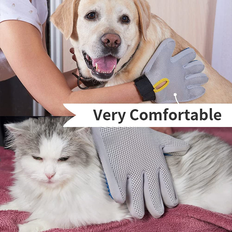 Marchul Upgrade Efficient Pet Hair Remover Gloves: Gentle Shedding Brushes for Dogs, Cats & Horses with Long and Short Hair, 1 Pair L - PawsPlanet Australia
