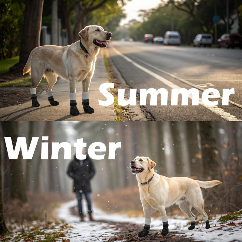 EXPAWLORER Anti Slip Dog Socks to Prevent Licking Paws, Dog Boots & Paw Protectors with Grippers for Winter, Dog Booties for Hardwood Floors, Dog Shoes for Small Medium Large Senior Dogs, Balck XS X-Small Black - PawsPlanet Australia