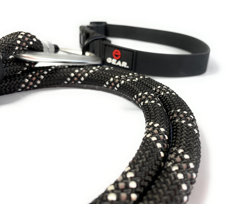 Locking Carabiner Dog Leash – Heavy Duty Rope Leash for Large & Medium Dogs, Reflective with Padded Handle – 6 Ft (Black) Black - PawsPlanet Australia