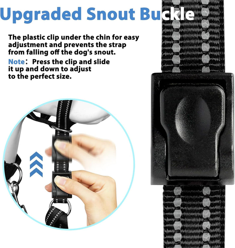 BARKLESS Dog Head Collar, No Pull Soft Head Halter with Safety Clip for Heavy Pullers, Strong Dog Training Halter Stops Pulling for Walking Medium Large Dogs XL Black - PawsPlanet Australia