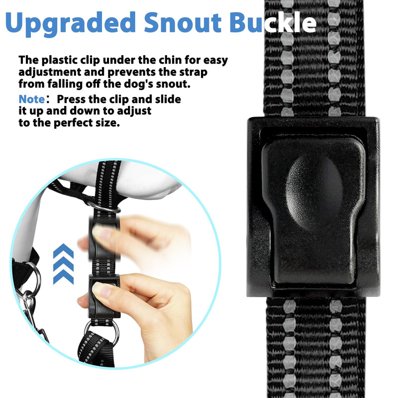 BARKLESS Soft Dog Head Collar, Patented Padded No Pull Head Halter, Training Nose Leash with Safety Link for Medium Large Dogs, Adjustable Muzzle Leash, Easy Control for Walking(Black, M) Black M (Snout 8"-11") - PawsPlanet Australia