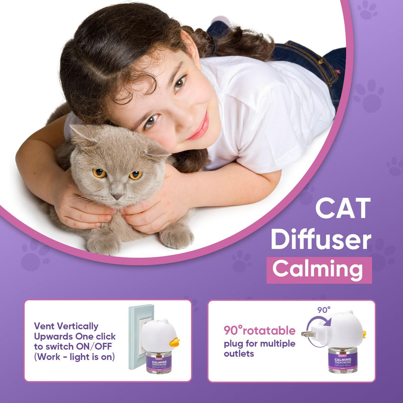 Cat Calming Pheromone Diffuser Effectively Relieve Anxiety Stress Cat Calming Diffuser Comfort for Cats Refill Reduce Fighting Spraying and Scratching Calm Relaxing 48ml/Bottle Fits All Cats 1 diffusers, 2 refills