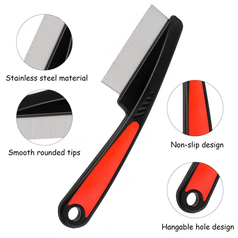 Black Flea Comb for Dogs and Cats Fine Tooth Grooming Tool for Pets Daily Coat and Hair Care Black