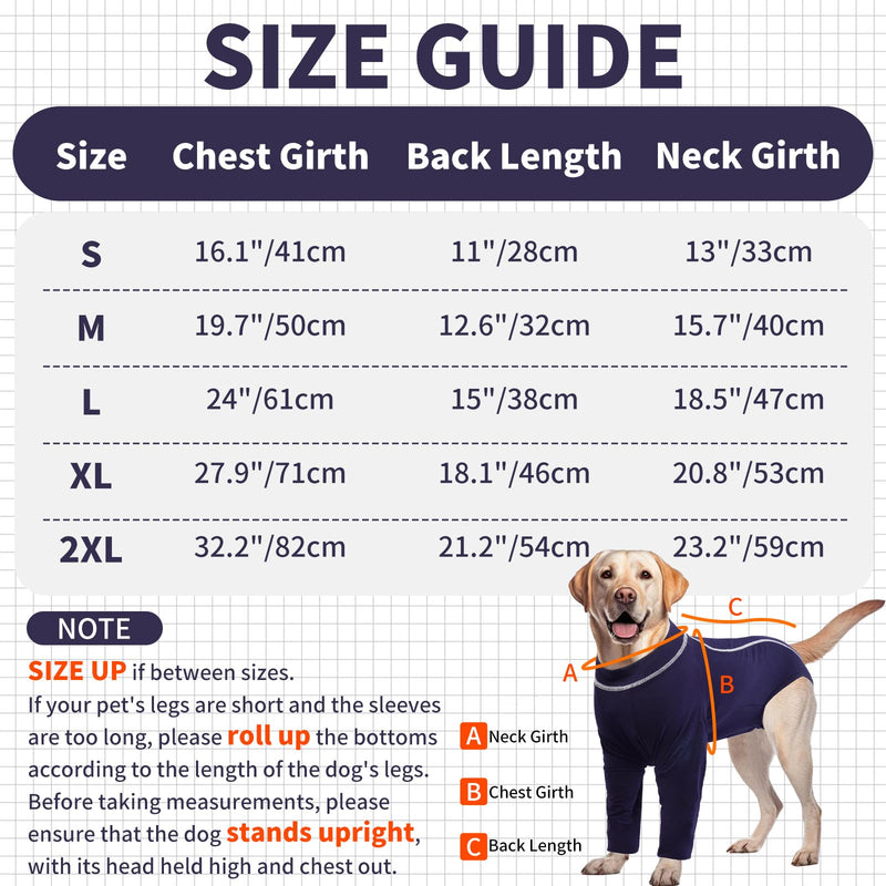 ROZKITCH Dog Surgery Recovery Sleeve for Front Legs, Anti-Lick Wound Protector with Zipper, Dog Elbow Brace for Joint Care, ACL/CCL Sprain, Arthritis, Post-Op Suit, Cone Collar Alternative Blue 2XL 2XL(Chest: 32.2"; Back:21.2") - PawsPlanet Australia