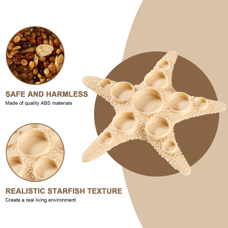 11 Grids Hermit Crab Food Dish, 2 Pack Starfish Shape Hermit Crab Food Bowl, Reptile Water Dish Tank Accessories Beige - PawsPlanet Australia