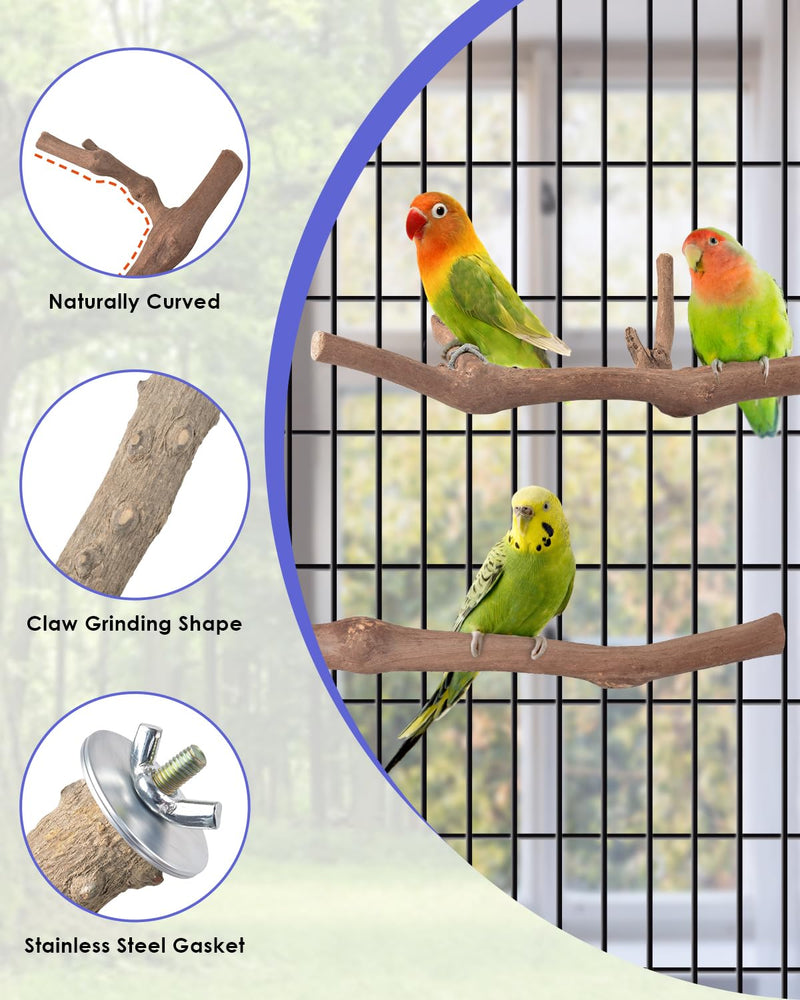 Bissap Bird Perch Stand 7PCS, Natural Grape Wood Pole Standing Parrot Cage Branch Paw Grinding Fork Parakeet Platform Hammock for Conures Budgies Finches Cockatiels Small Birds Exercise Training - PawsPlanet Australia