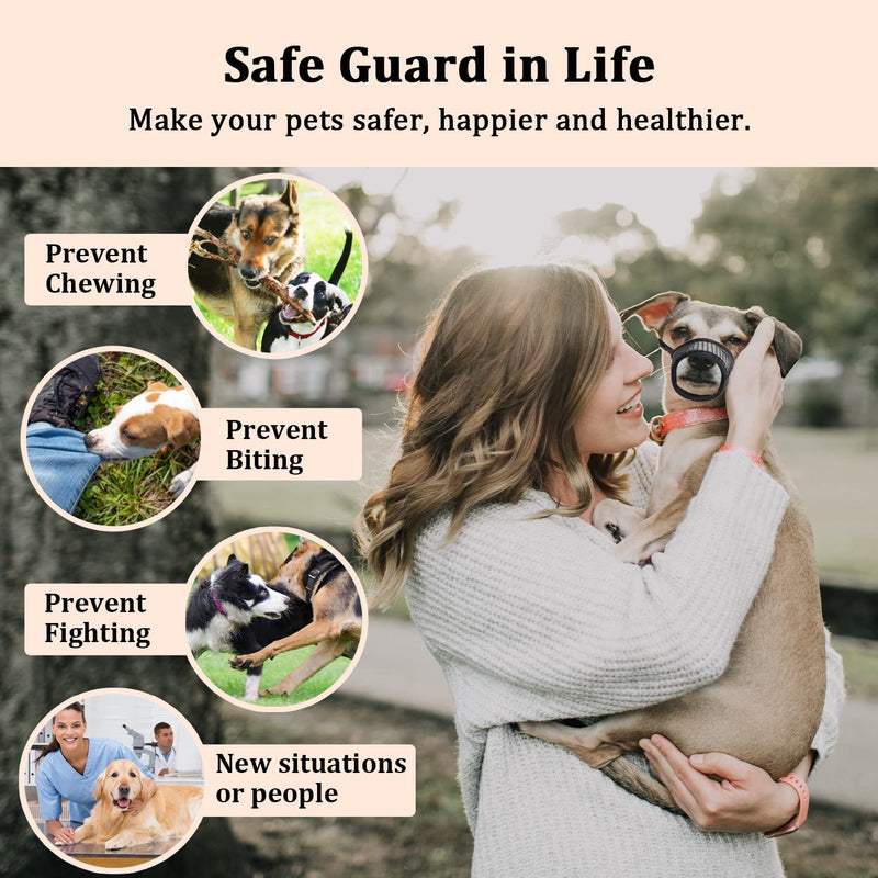 Mayerzon Dog Muzzle, Soft Mesh Muzzles for Small Medium Large Dogs Chihuahua Poodle Husky Labrador Retriever, Breathable Dog Mouth Guard for Biting Chewing Grooming, Allow Panting Drinking(M, Black) M-Snout (7¼”-8”) - PawsPlanet Australia