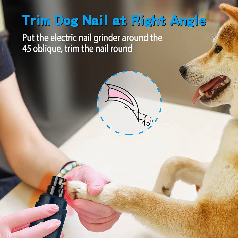 Casfuy Dog Nail Grinder Upgraded - Professional 2-Speed Electric Rechargeable Pet Nail Trimmer Painless Paws Grooming & Smoothing for Small Medium Large Dogs & Cats Navy - PawsPlanet Australia