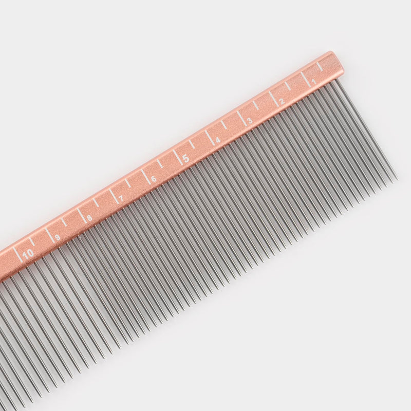 Furzone 2-in-1 Metal Comb for Dogs, Mikra Greyhound Comb (Fine & Medium), 101 Stainless Steel Pins Dog Comb, Aluminum 22cm Handle, Lightweight, Gentle Combing, Face/Head Fur Tangle Free Mikra (Fine & Medium)
