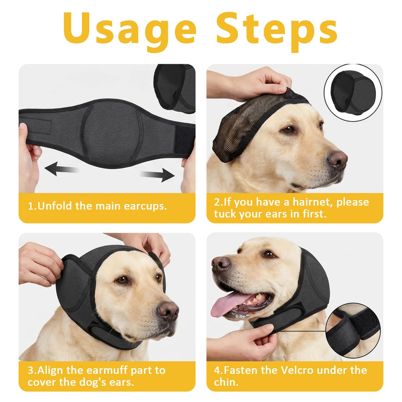 Dog Ear Protectors for Dogs, Waterproof Adjustable Dog Snood Ear Muffs Noise Protection Calming Hood for Grooming Bathing Swimming Anxiety Relief, Pet Ear Covers (L) L