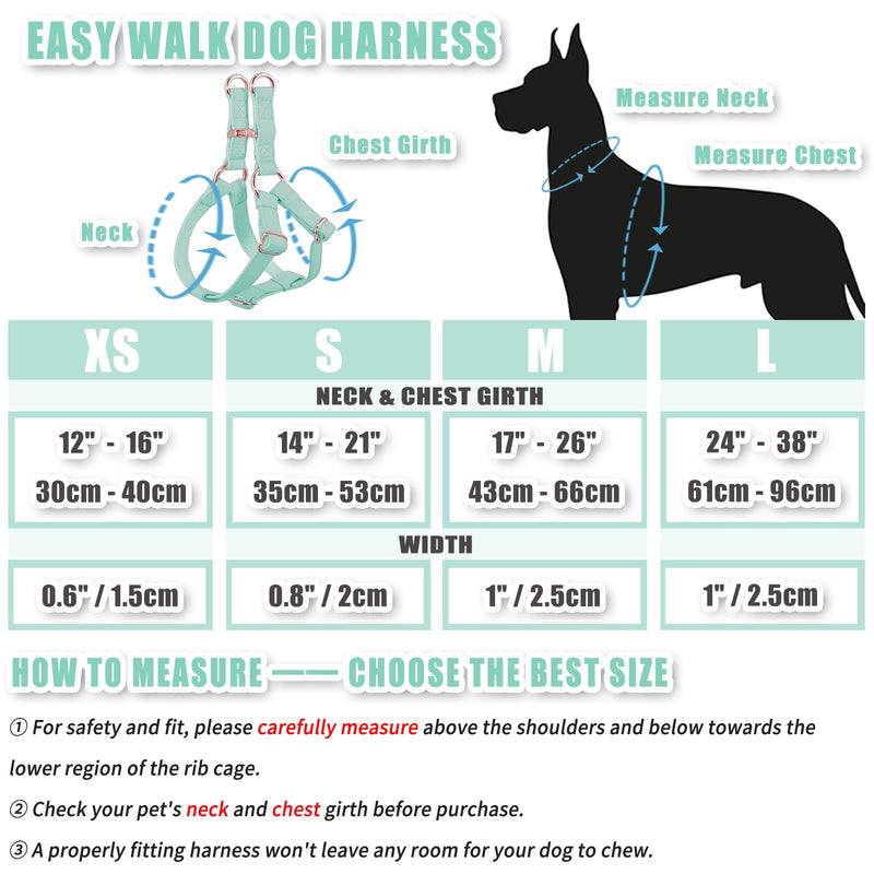 Soft Leather No Pull Dog Harness - Adjustable Step in Dog Harness with Rose Gold Heavy Duty Metal Buckle, Freedom Nylon Dog Halter Vests for Small Medium Large Dogs Easy Walking Training (Green,S) Mint Green S (Neck&Chest Girth 14"-21" x Width 0.8") - PawsPlanet Australia