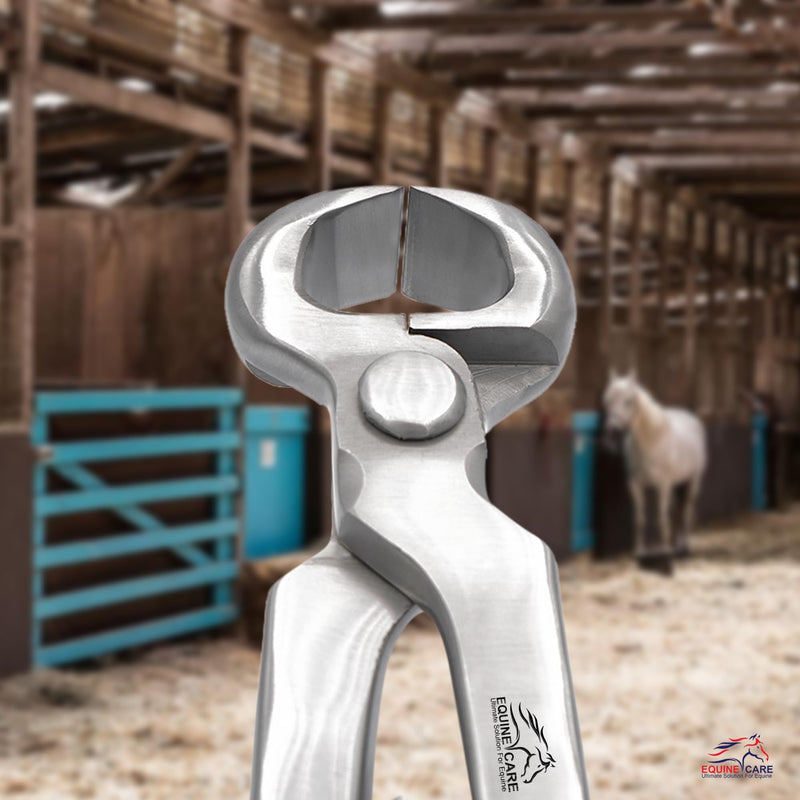 Equine Care 12" Spring Loaded Hoof Nipper, Drop Forged Chrome Vanadium Steel, Oil Tempered, One-Handed High Leverage Farrier Hoof Trimmer for Horses, Donkeys, Cattle & Livestock 12 inch