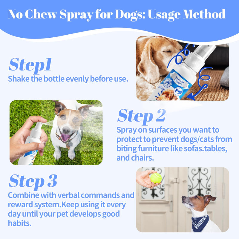 No Chew Spray for Dogs, Bitter Apple Spray for Dogs to Stop Chewing,50ML Natural&Safe Anti Chew Deterrent Spray, Alcohol-Free Effective Indoor/Outdoor Use, Protect Furniture Shoes&Household (Blue) - PawsPlanet Australia