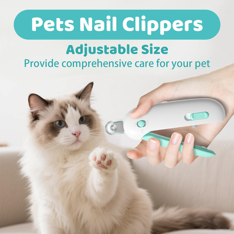 Cat Nail Clipper, Adjustable 3 Size Trimming Hole & Hidden Nail File, for Kittens & Indoor Cats, Anti-Splash Claw Cutter (Blue) Blue - PawsPlanet Australia