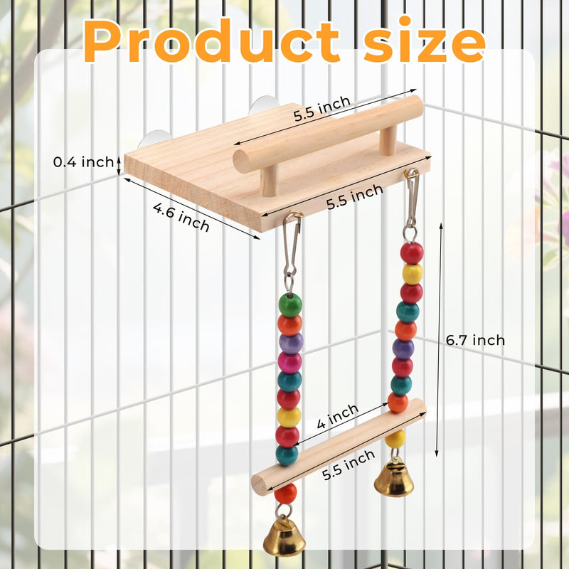 Natural Wood Bird Perch Swing - Cage Platform for Budgies, Cockatiels, Parakeets & Small Birds - Adjustable Play Rest Gym - PawsPlanet Australia
