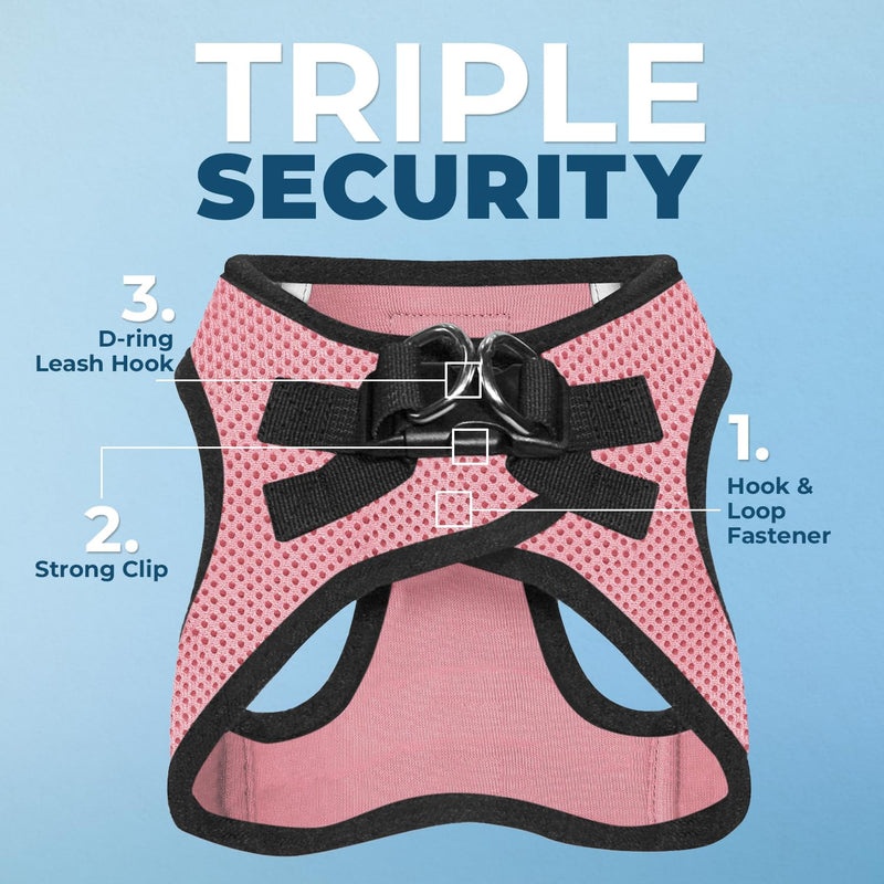 Best Pet Supplies Voyager Step-in Air All Weather Mesh Harness and Reflective Dog 5 ft Leash Combo with Neoprene Handle, for Small, Medium and Large Breed Puppies - Pink Base, XXS - PawsPlanet Australia