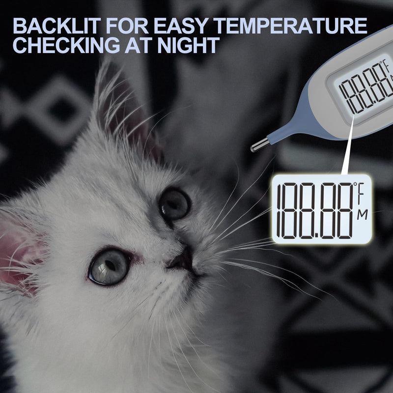 Pet Thermometer, Friendly Short Probe,Comfort Flexible,10-Sec Reading, Rectal Thermometer for Dogs Cats,30 Probe Covers Include - PawsPlanet Australia