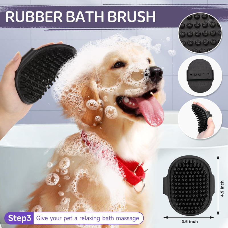 Dog Brush Kit – 3 PCS Grooming Set with Self-Cleaning Brush, Undercoat Rake & Pet Bath Brush. Great for Shedding, Tangles & Dirt Removal – Ideal for Long & Short Haired Dogs & Cats, Purple - PawsPlanet Australia