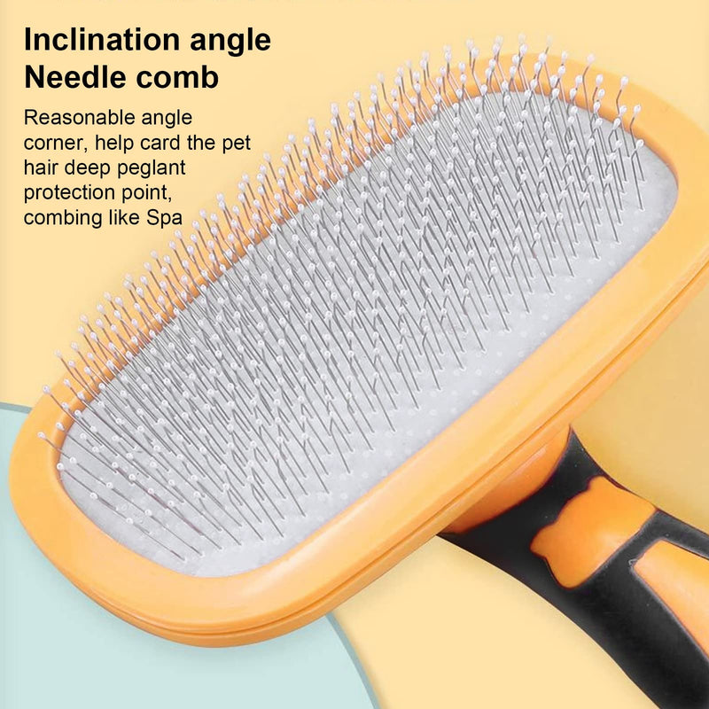 Pet Hair Removal Needle Comb Cat Brush Massage Relieve Fatigue Painless for Cats and Dogs Orange - PawsPlanet Australia
