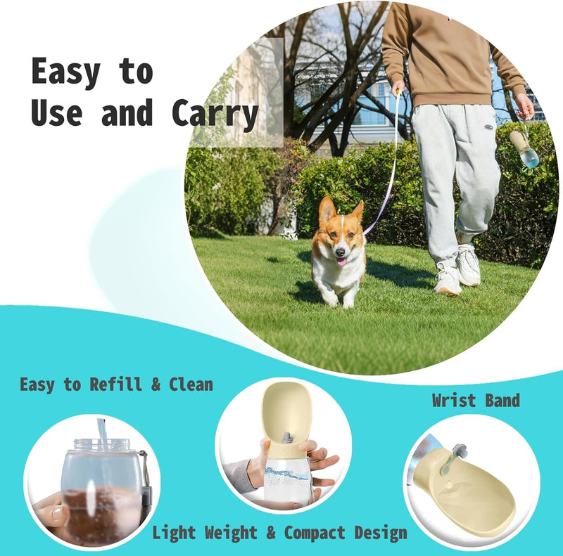 Portable Dog Water Bottle, 12 oz, Leak-Proof Travel Pet Dispenser, Teal,Puppy Water Dispenser with Drinking Feeder for Travel (Yellow, Small) Yellow - PawsPlanet Australia