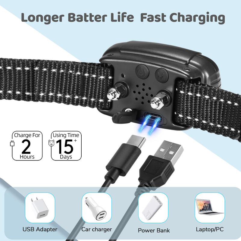 Dog Bark Collar Effective No Bark Training for Dogs of Large Medium and Small Rechargeable Anti Bark Collar for Dogs Automatic Bark Collar with 5 Adjustable Sensitivity Beep and Vibration Modes Black - PawsPlanet Australia