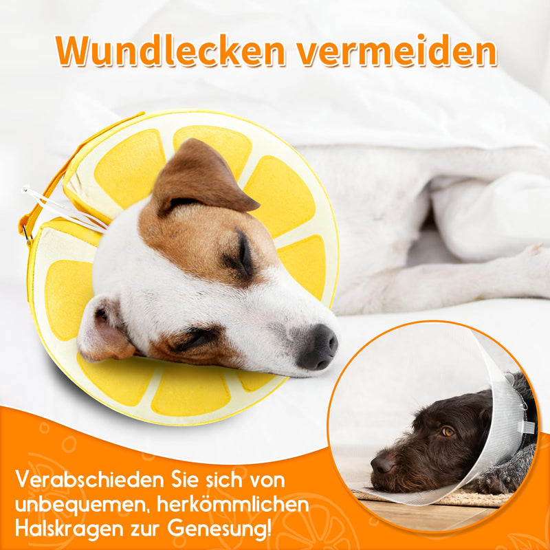 Inflatable Collar Dog & Cats, Comfortable Dog Collar, Lick Protection with Drawstring, Adjustable Lick Protection Dog for Recovery After Surgery or Wounds, Does Not Block Vision, L yellow