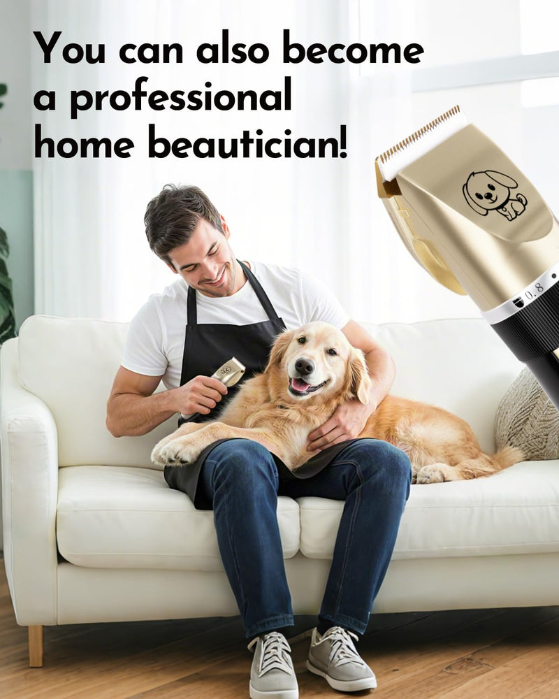 Dog Clippers, Rechargeable Low Noise Cordless Pet Clippers, with 4 Guide Combs and Cleaning Brush Nail Kits 1 Count (Pack of 1)