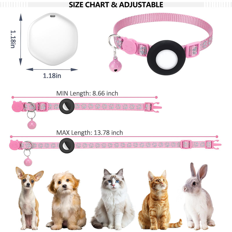 GPS Tracker for Cats, Mini GPS Pet Tracker with Collar, IPX8 Waterproof Cat Trackers Collar,No Monthly Fee,Work with Apple Find My(iOS Only),Smart Trackers for Pets(Pink) - PawsPlanet Australia
