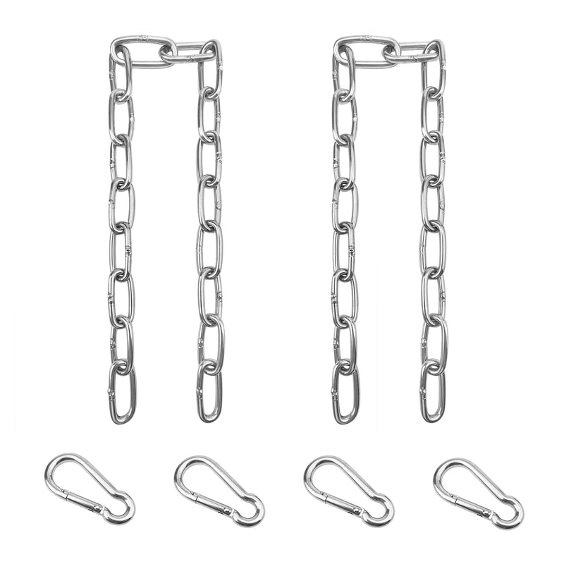 2 Pack 20" x 5/32" Gate Chain Lock for Outdoor Fence Yard with Carabiners, 304 Stainless Steel Chain Link Gate Latches Safety Hanging Metal Chain for Horse Goat Dogs Livestock Stall, Silver - PawsPlanet Australia