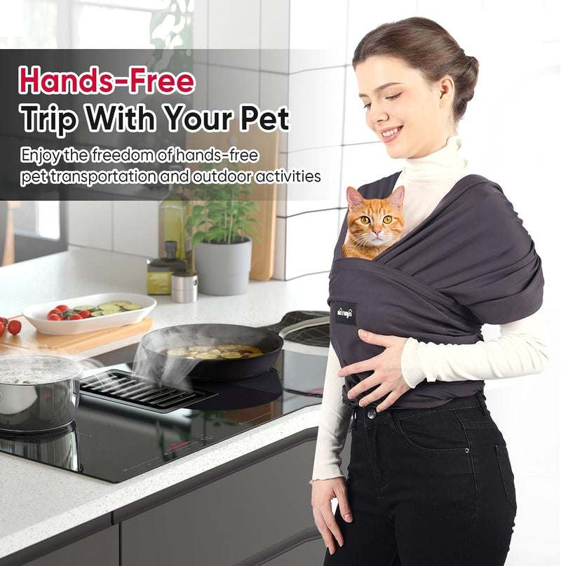 NATUYA Dog Sling Carrier, Small Dog Front Carrier, Lightweight Hands Free Puppy Carrier, Anti-Anxiety Cat Sling, Size Adjustable Premium Dog Carrier Sling Warp (Drak Grey) Drak Grey - PawsPlanet Australia